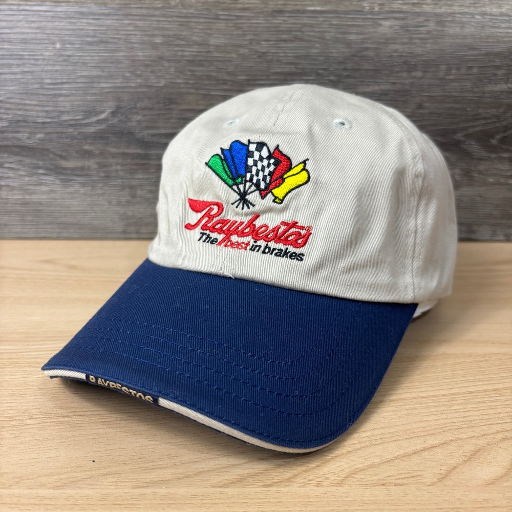 Raybestos Hat Cap Strap Back Brown Beige Blue Brakes Nascar Race Racing
